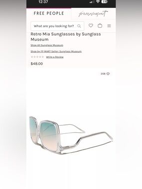 Free People Clear Frame Sunglasses with Blue-Green to Pink Gradient Lenses
